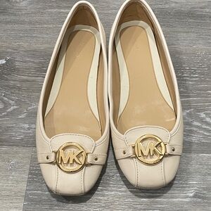 Michael Kors Beige Loafers with Gold Accent